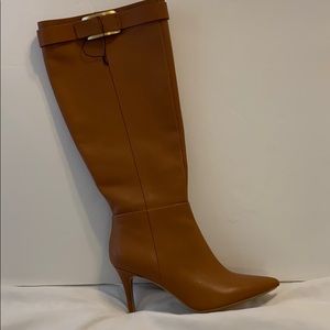 Calvin Klein leather boots 3 inch heel brown NWT